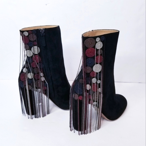 Chloe Bead Fringe Suede Ankle Boots‎ - Picture 7 of 12